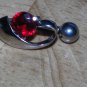Sliver Red CZ Navel 346