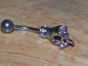 Hand White CZ Navel 350