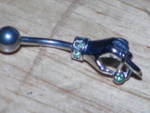 Hand Green CZ Navel 350