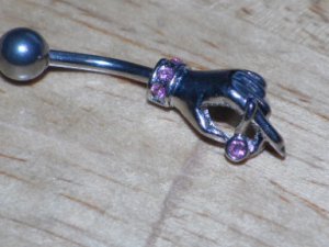 Hand Pink CZ Navel 350
