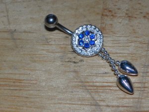 Flower Gem with Tails Dark Blue Navel 379