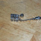 Square CZ White Skull Charm Navel 393