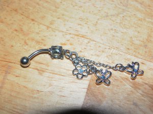 Gem Dangle 3 Charms Butterfly Lt. Blue Navel 401
