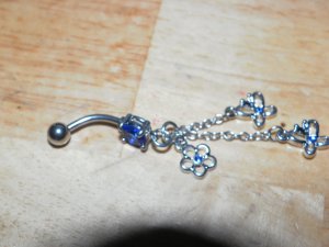 Gem Dangle 3 Charms Butterfly Dk. Blue Navel 401