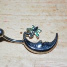 Moon with Butterfly Charm Green Navel 436