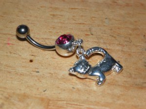 Kitty Pink CZ Navel 431