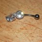 Hanging White CZ Heart Navel 449