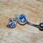 Hanging Blue CZ Heart Navel 449