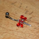 Large CZ Gem Red Dragonfly Navel 439