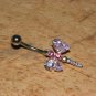 Large CZ Gem Pink Dragonfly Navel 439