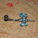 Large CZ Gem Blue Dragonfly Navel 439