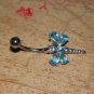 Large CZ Gem Blue Dragonfly Navel 439