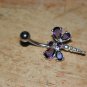 Large CZ Gem Purple Dragonfly Navel 439
