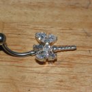 Large CZ Gem White Dragonfly Navel 439