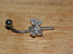 Large CZ Gem White Dragonfly Navel 439