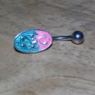 Green and Pink Oval Navel 830
