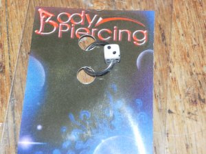 White Dice Captive Bead 1402