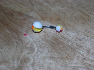 Yellow Orange Red Cricket Ball Navel 654
