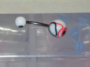 Red/White/Black Swirl Marble Ice Cream Ball Navel 646