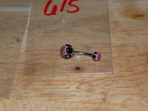 Black Red Cobweb Ball Navel 615