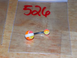Orange/Pink/Yellow/White Cricket Ball Navel 526