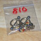 Small Rainbow Dangle Handcuffs in Gold Tones Nipple Shield Pairs 810