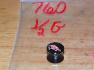 Black 1/2" Tattoo Style 10 Plug 760