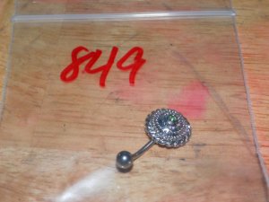 Plain Green CZ Button Navel 849