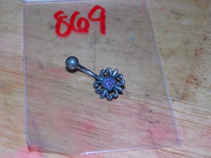 Tiny Pewter Flower Navel 869