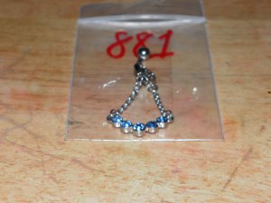 Heart Light Blue CZ Necklace Navel 881