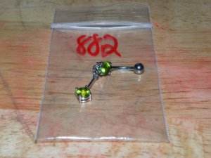 Green Double CZ Long Navel 882