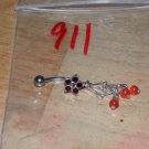 Flower Red Dangle Beads Navel 911