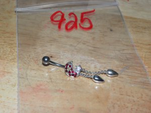 Moon Red CZ Star Charms Navel 925