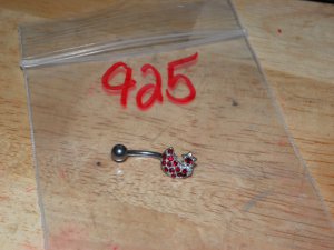 Moon Red CZ Navel 925