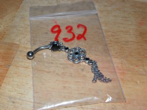 Black CZ Gem Flower Dangle Navel 932