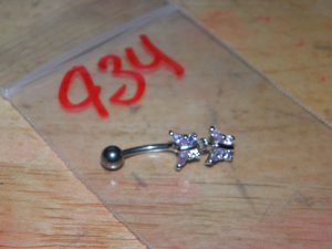 Tiny Double Pink CZ Butterfly Navel 934