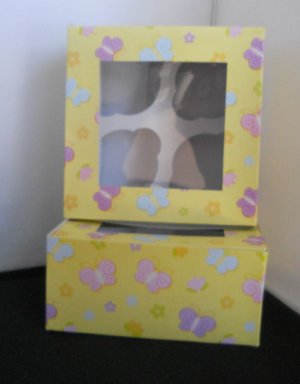Easter Cupcake Box  Holds Four Single Cupcakes - Treat boxes