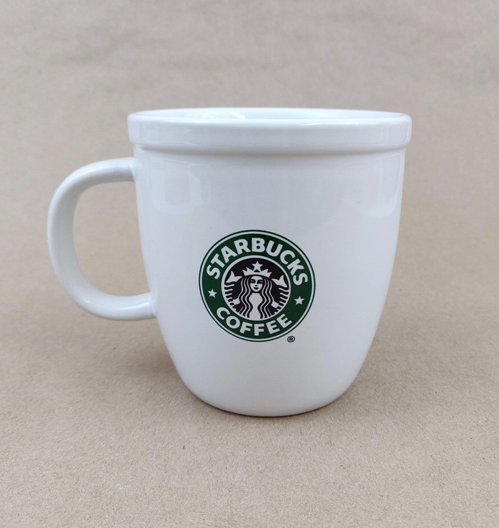 White Starbucks Mug with Siren Logo 2007, Coffee Mug