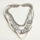 Mutli Chains, Peral and CZ Diamong Necklace