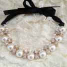 Grace Pearl Necklace with Adjustable Ribbon