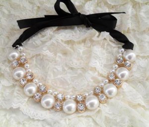 Grace Pearl Necklace with Adjustable Ribbon