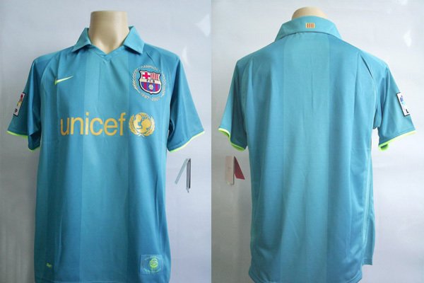 NEW 0709 BARCELONA AWAY SOCCER SHIRT +ANY NAME& NUMBER