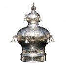 Silver Plated Torah Crown with Diamond Shapes and Leaves