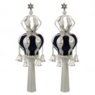30 Centimeter Rimonim with Stars of David and Blue Accents in Metal