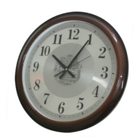 40 Centimeter Analog Wall Clock with Jerusalem Depiction with Polished Wood