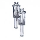 Sterling Silver Rimonim with Crowns and Pearl Geometric Patterns