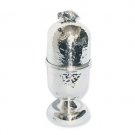 Sterling Silver Etrog Box with Hammered Pattern and Egg Shape