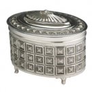Silver Etrog Box with Engraved Boxes and Pearls