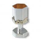 Sterling Silver Liquor Cup with Hexagonal Shape and Jerusalem