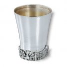 Sterling Silver Liquor Cup with Old City of Jerusalem and Menorah